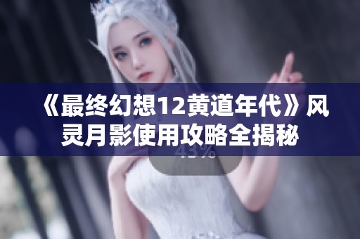 《最终幻想12黄道年代》风灵月影使用攻略全揭秘